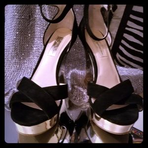 Used black suede platforms
